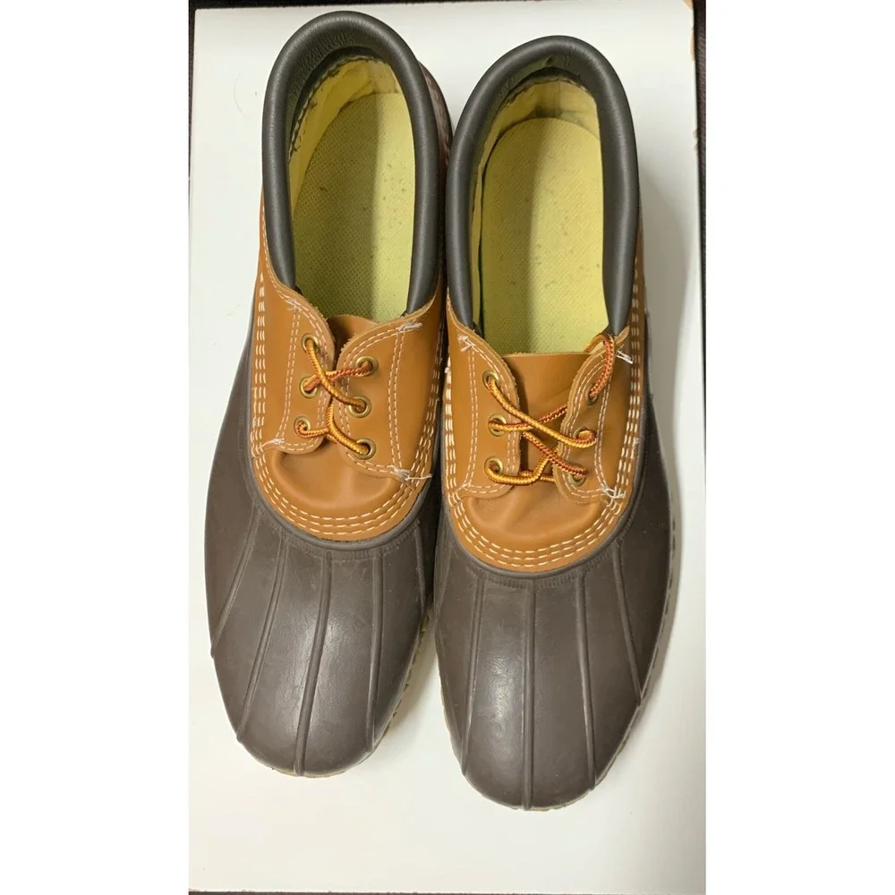 L.L. Bean Duck Boots Mens 14M Brown Gumshoe 3-Eye Waterproof Leather Rain Boots